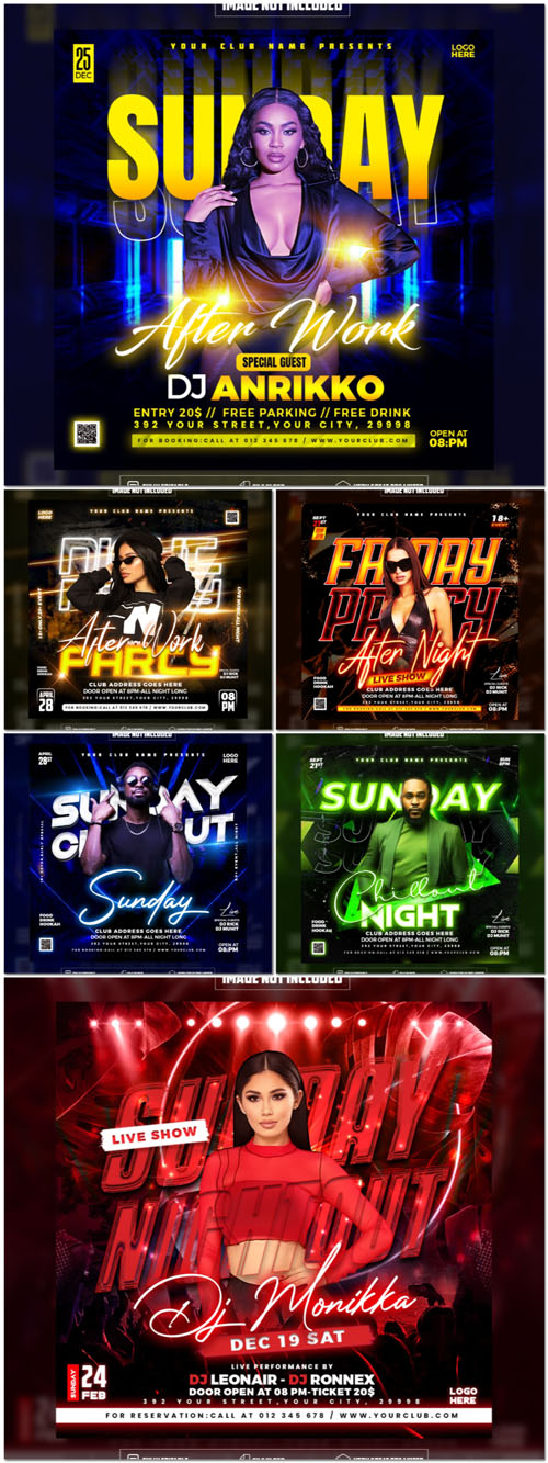 Flyer social media post, psd banner set vol 122