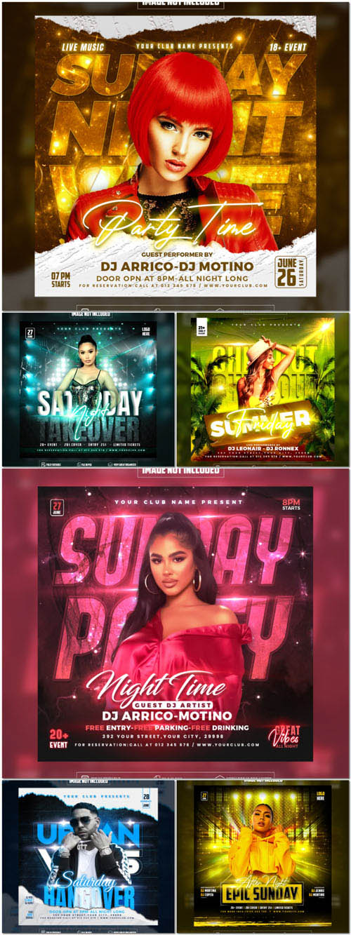 Flyer social media post, psd banner set vol 146