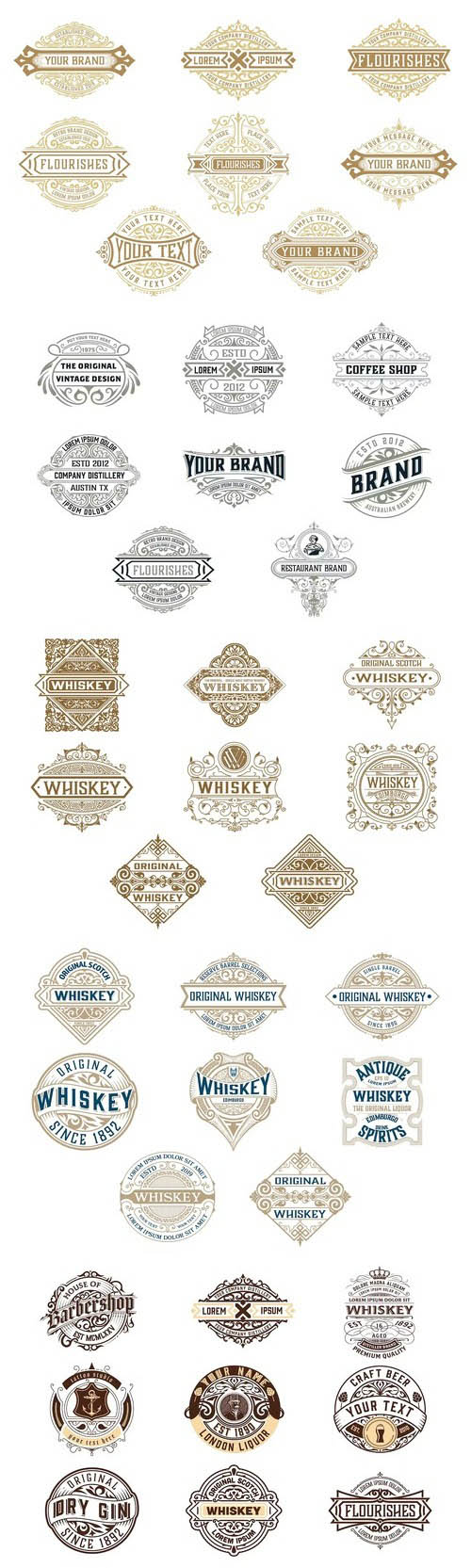 Logos, ornaments, badges, and labels - vintage vector set vol 4