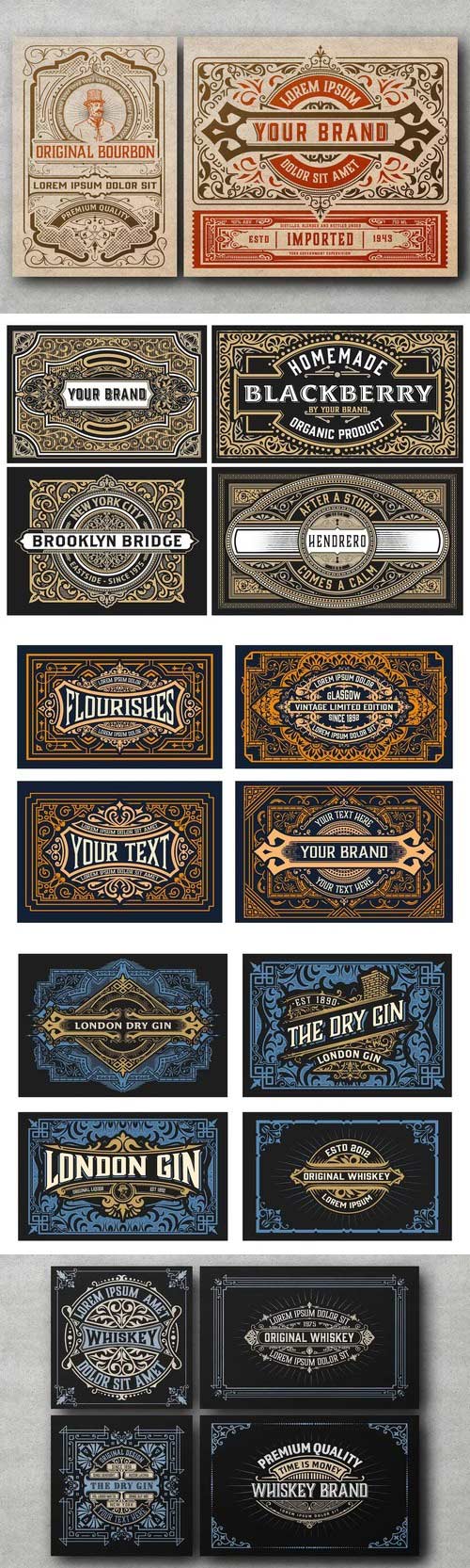 Logos, ornaments, badges, and labels - vintage vector set vol 3