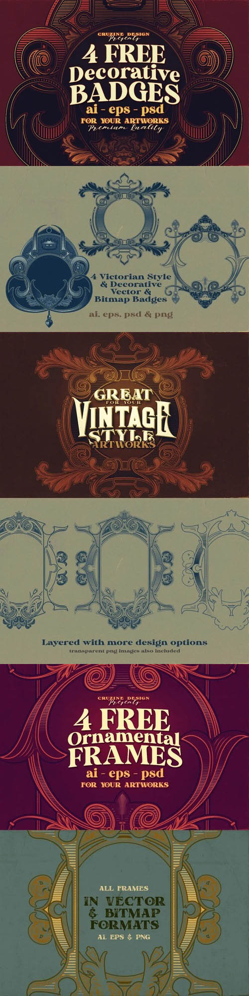 Decorative Vintage Frames and Badges