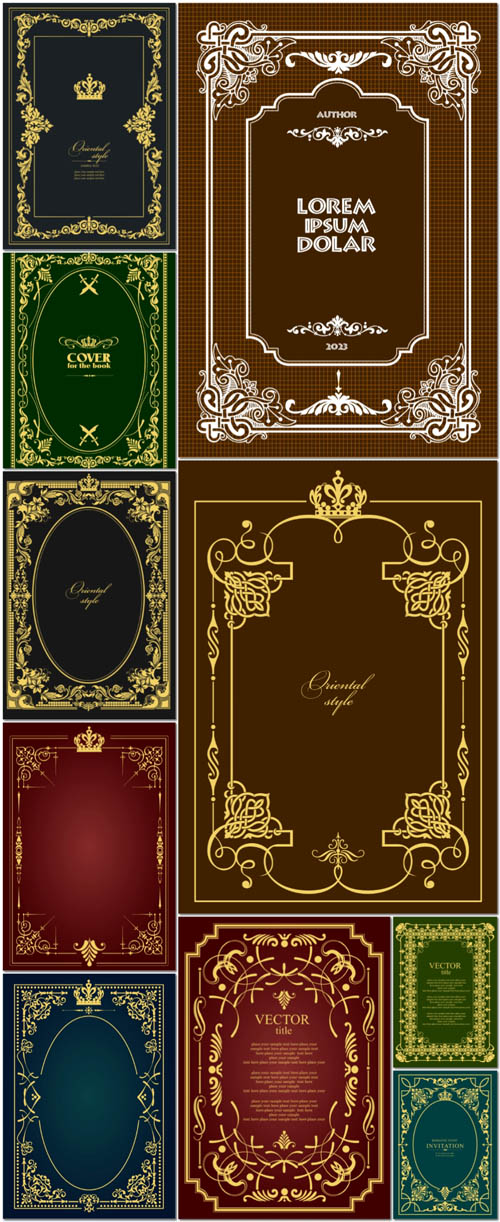 Vector gold ornament on dark background can be used as invitation card book cover illustration