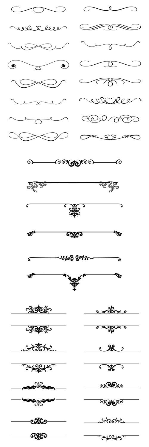 Vintage vector dividers with decorative swirls
