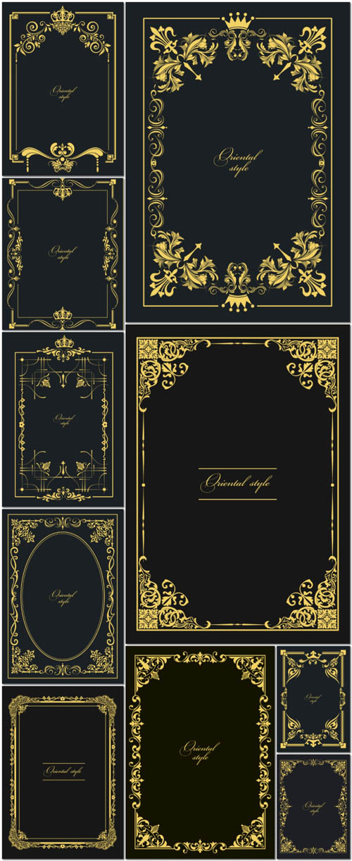 Vector collection of ornate gold frames