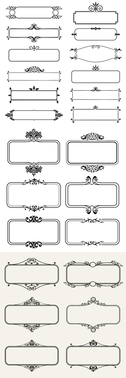Vintage vector frames with decorative swirls