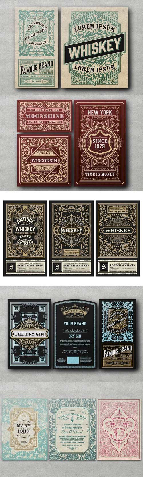 Logos, ornaments, badges, and labels - vintage vector set vol 2