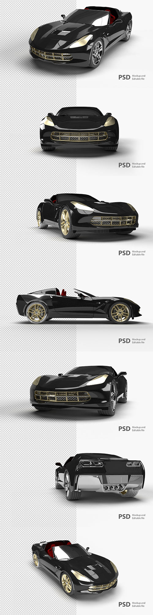 Psd close up on automotive car isolated