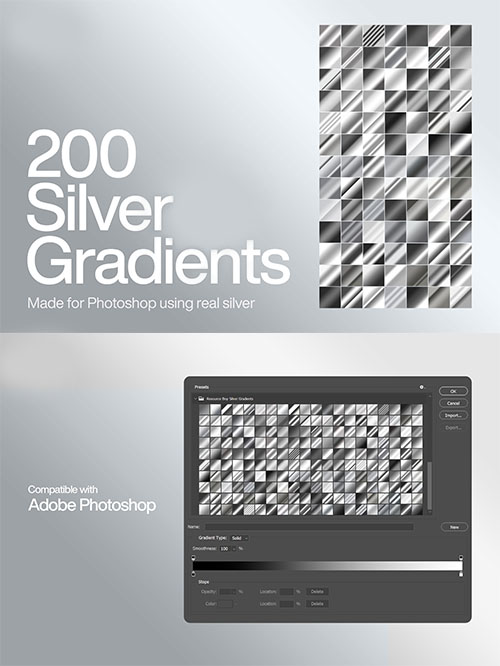 200 Silver Photoshop Gradients