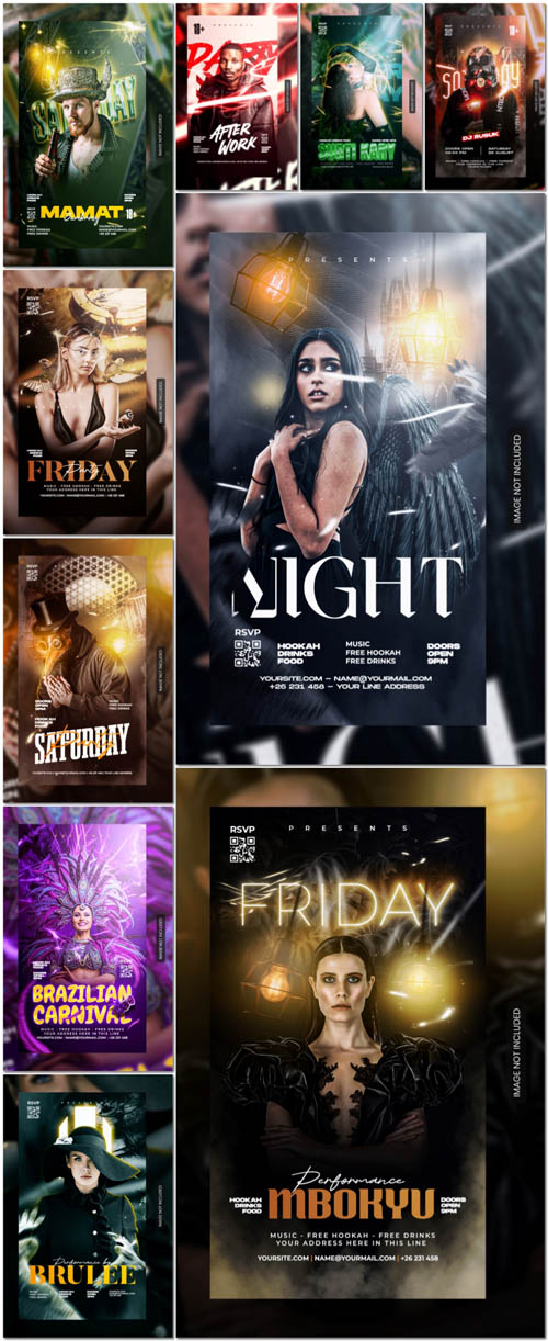 Flyer social media post, psd banner set vol 187