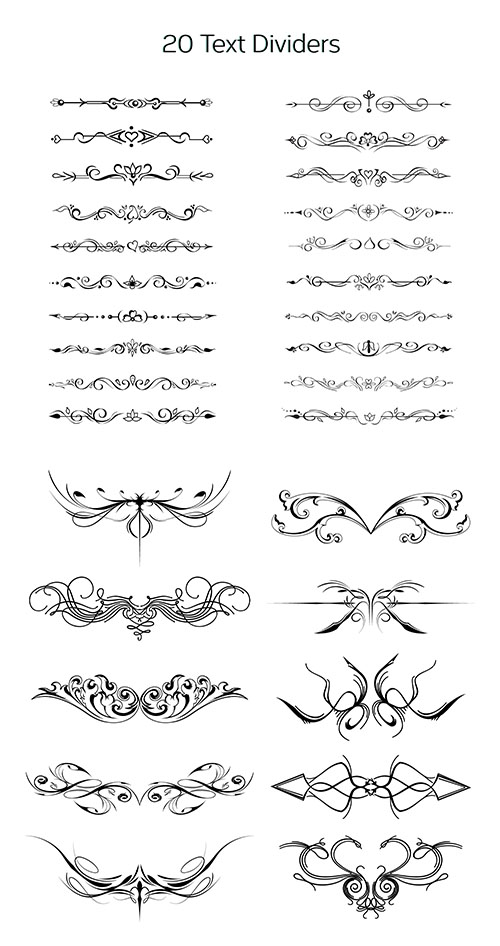 Dividers textset, ornaments, swirls, borders in vector Dividers textset, ornaments, swirls, borders in vector
