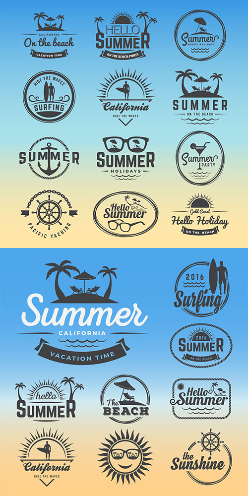 Summer logos vector collection Summer logos vector collection