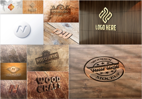 Logo mockup realistic psd set