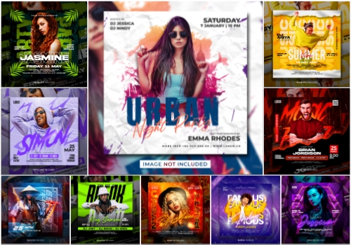 Flyer social media post, psd banner set vol 197