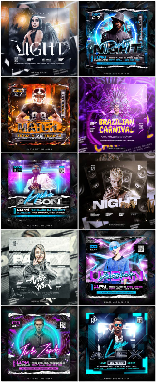 Flyer social media post, psd banner set vol 188