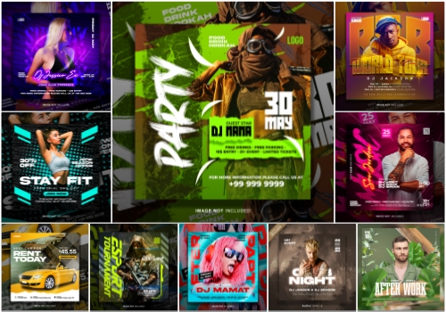 Flyer social media post, psd banner set vol 194