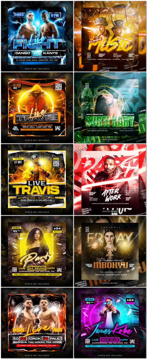 Flyer social media post, psd banner set vol 189