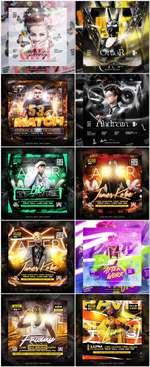 Flyer social media post, psd banner set vol 190