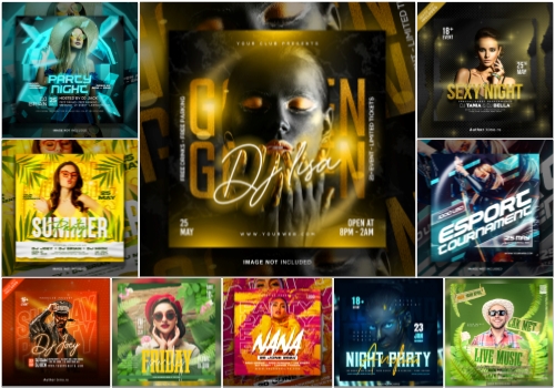 Flyer social media post, psd banner set vol 196