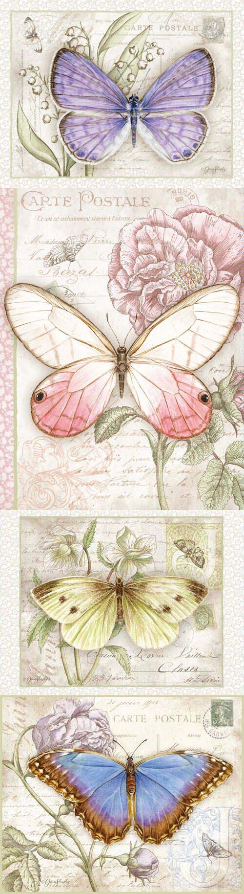 Beautiful butterflies on vintage backgrounds Beautiful butterflies on vintage backgrounds