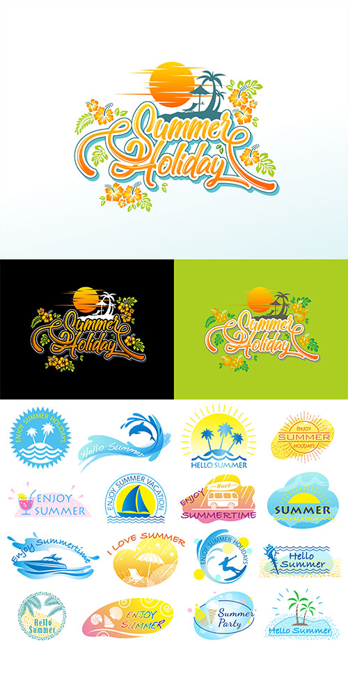 Vector colorful summer symbol icon and logo
