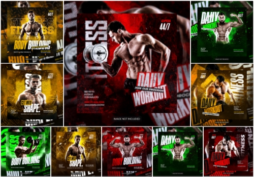 PSD gym and fitness social media banner template