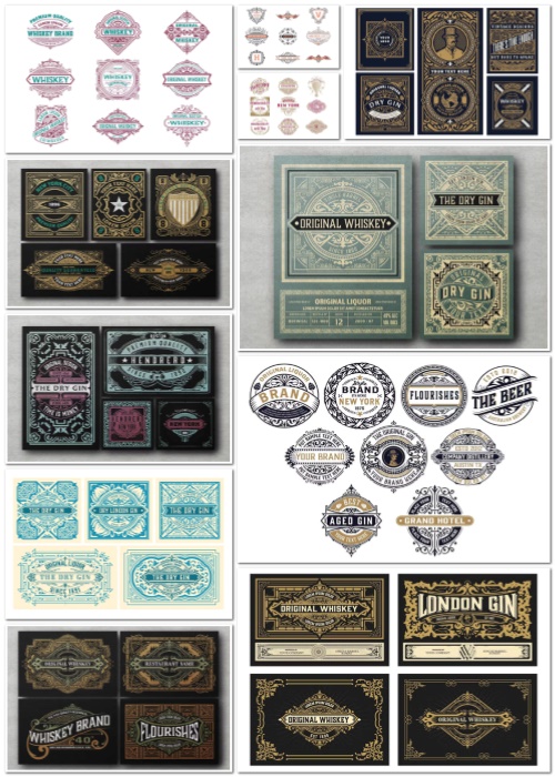 Set of  Vintage Labels for Packing, Badges