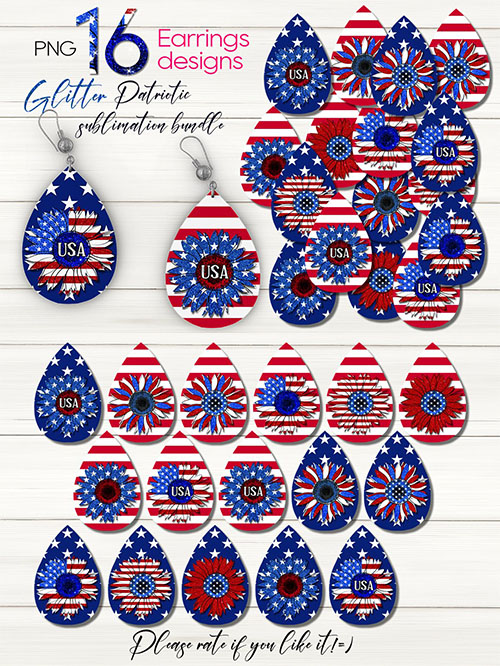 Patriotic USA Sunflower, teardrop earring bundle Patriotic USA Sunflower, teardrop earring bundle