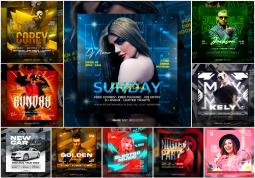 Flyer social media post, psd banner set vol 193