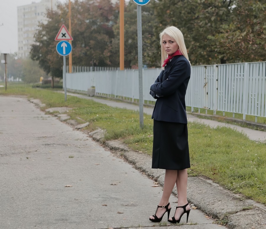 Olivia Devine - Russian Stewardess Pickup And fuck In The Car