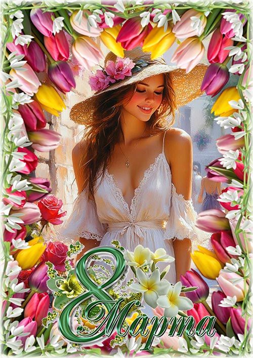 Рамка для фотографии в psd - 8 марта Рамка для фотографии в psd - 8 марта