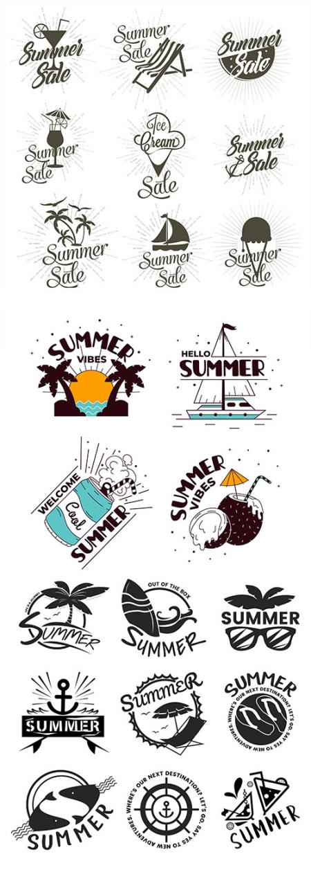Vector summer and holiday logo, badges,  typography illustration