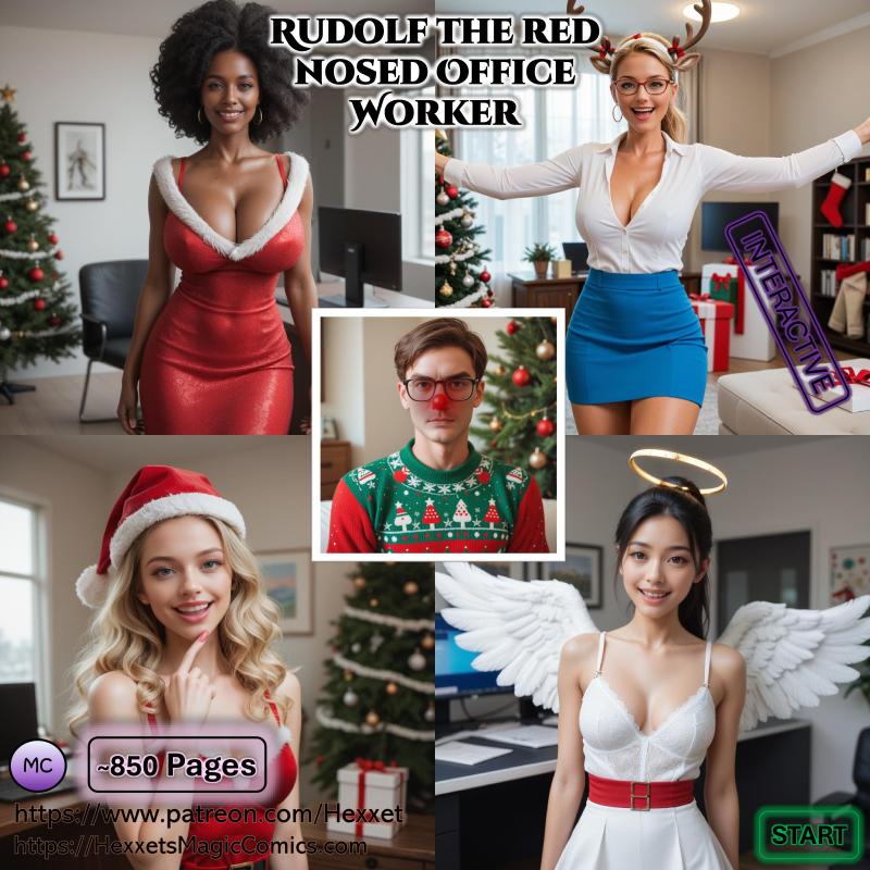 Rudolf the Red-Nosed Office Worker - A Christmas Magic themed AI Porn