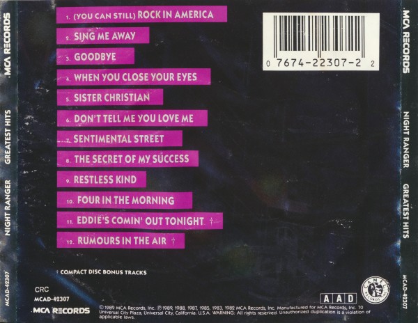 Night Ranger - Greatest Hits (1989) (Lossless + mp3)