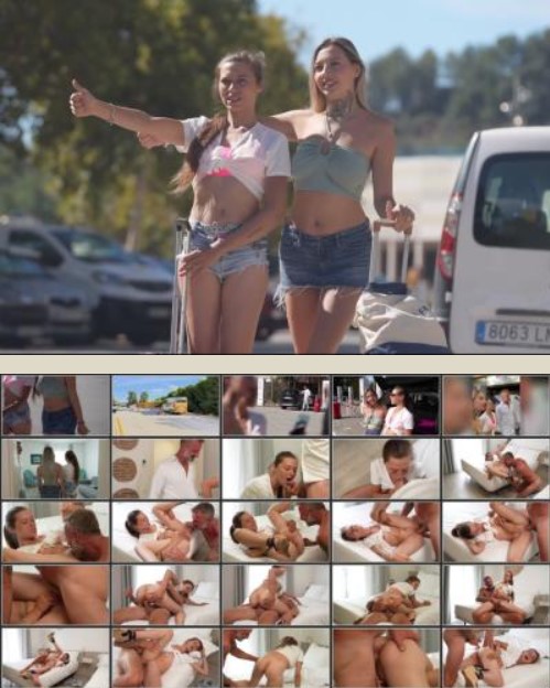 Zwei Freundinnen aus Frankreich trampen und haben Sex mit dem Fahrer Preview