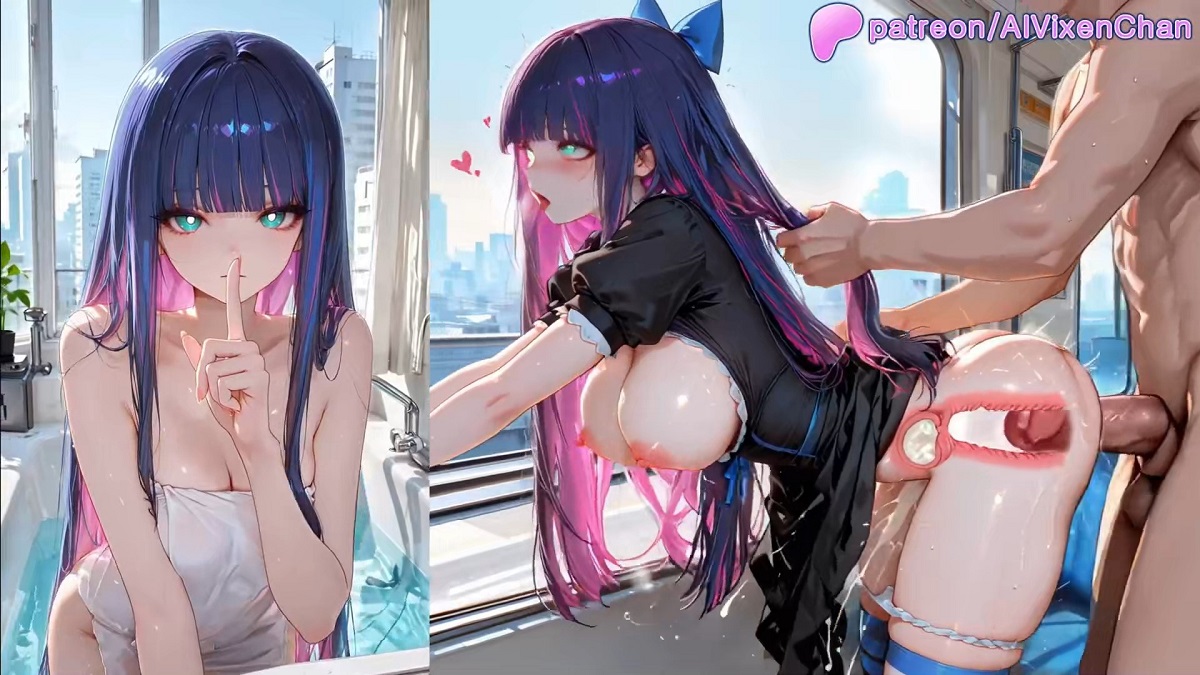 A sexy high school girl resembling Raiden Mei publicly engages in sex in a subway car