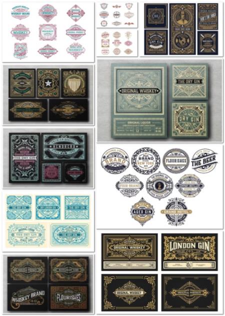Set of  Vintage Labels for Packing, Badges
