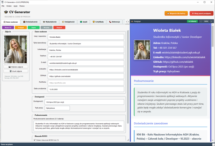 Generator CV / CV Generator v3.8.0 (x64) MULTi-PL