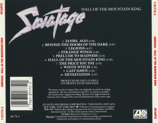 Savatage - Hall of the Mountain King (1987) (Lossless + mp3)