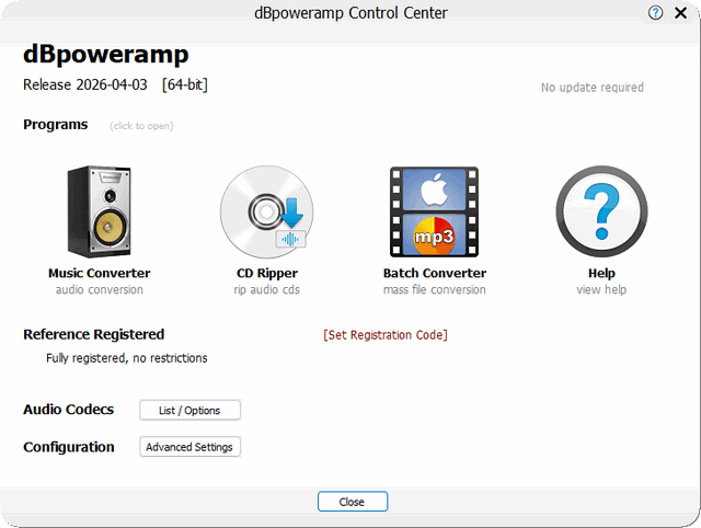 dBpoweramp Music Converter 2026.04.03 Reference