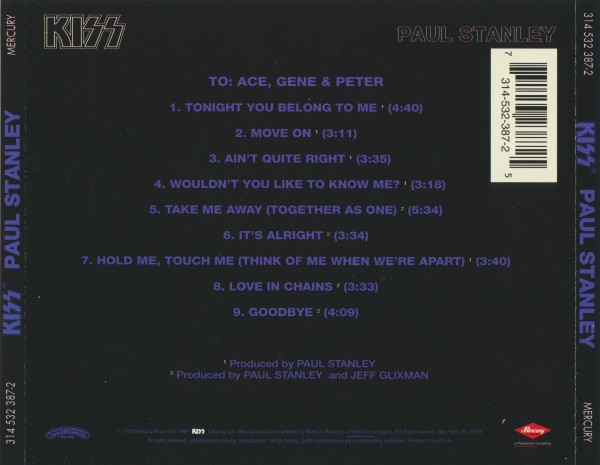 Kiss, Paul Stanley - Paul Stanley To: Ace, Gene & Peter (1978) [1997] (Lossless + mp3)