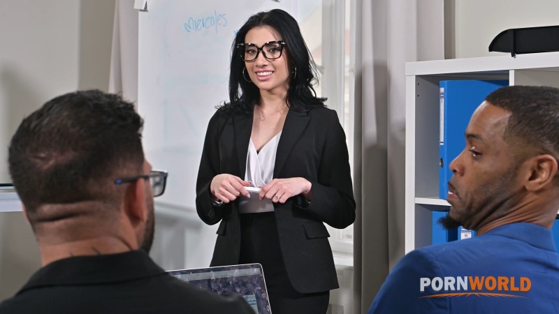 Emily Pink - Insatiable Language Tutor Emily Pink Tempts Mature Students Into DP Threesome
