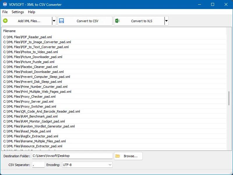Vovsoft XML to CSV Converter 1.4