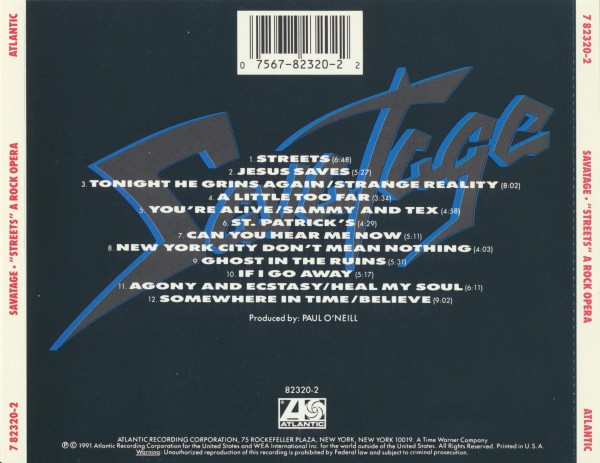 Savatage - Streets: A Rock Opera (1991) (Lossless + mp3) Savatage - Streets: A Rock Opera (1991) (Lossless + mp3)