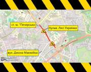 С 22 июня по 15 июля частично будут ограничивать движение по бульвару Леси Украинки в Печерском районе столицы (схема)