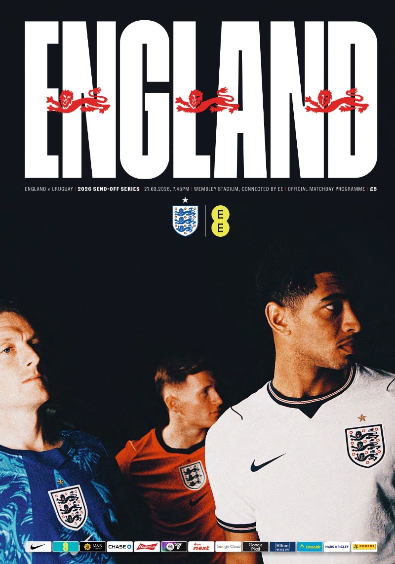 Official England Matchday Programmes - England v Uruguay - 27 March 2026