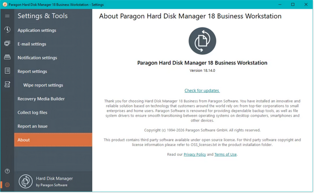 Paragon Hard Disk Manager 18 Business Workstation 18.14.0