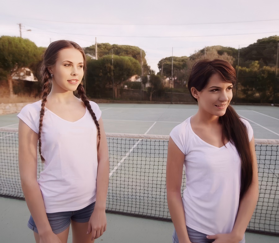Abril Gerald, Bella Beretta A Teacher Teaches Two Young Girls How To Play Tennis And Fuck